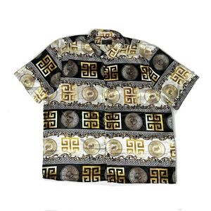 Baroque Gold Versa Men's Dress Shirt Size 5X Luxury Print Casual Short Sleeve